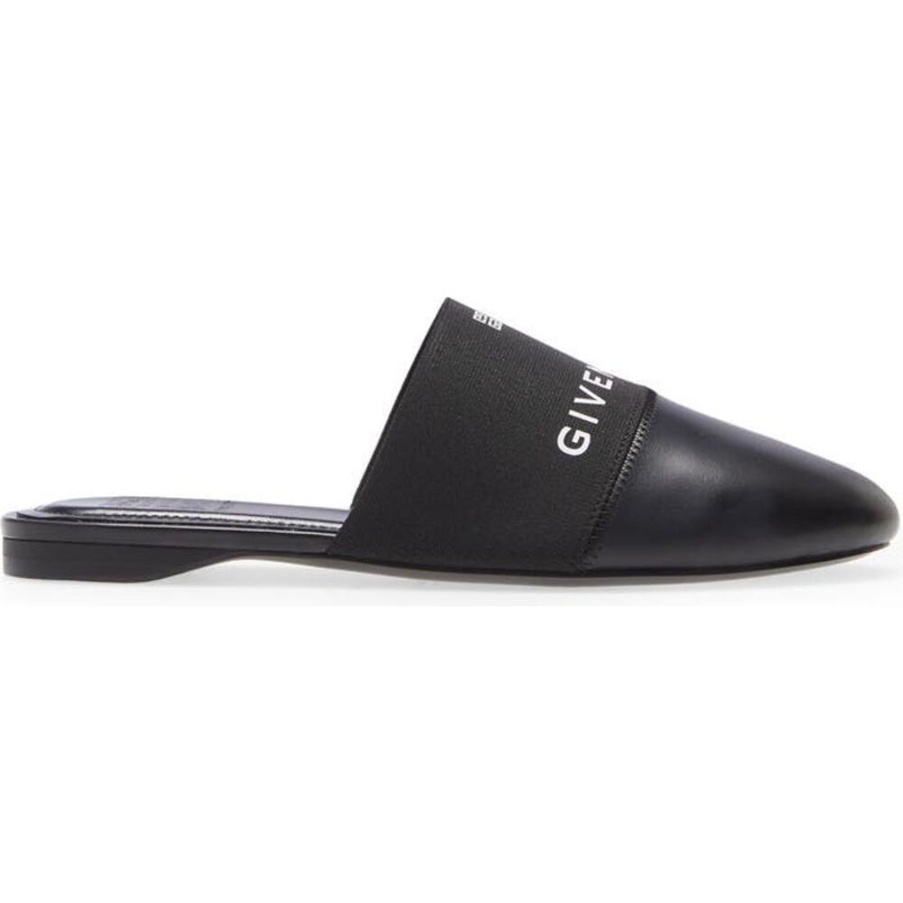 Givenchy Bedford Black Logo Print Leather Slip On Mules Size 6.5 - Picture 4 of 12